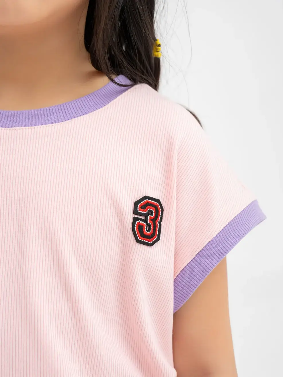 Đồ Bộ Kid Tay Chờm Thêu Logo - Tím Hồng - 2