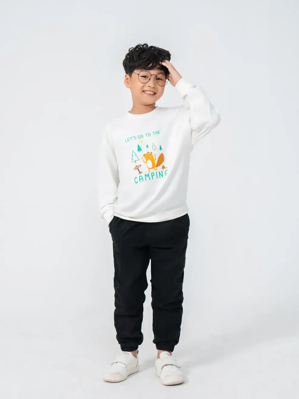 Áo nỉ trẻ em Camping - Trắng - 2