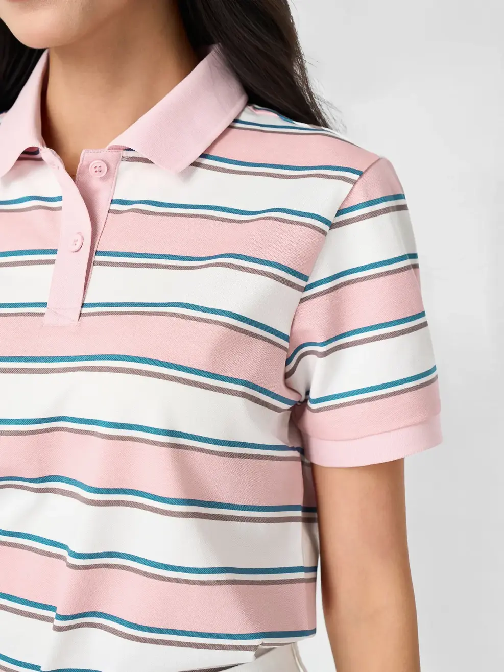 Áo Polo Nữ Phom Regular Kẻ Ngang - Kẻ Hồng 143 - S