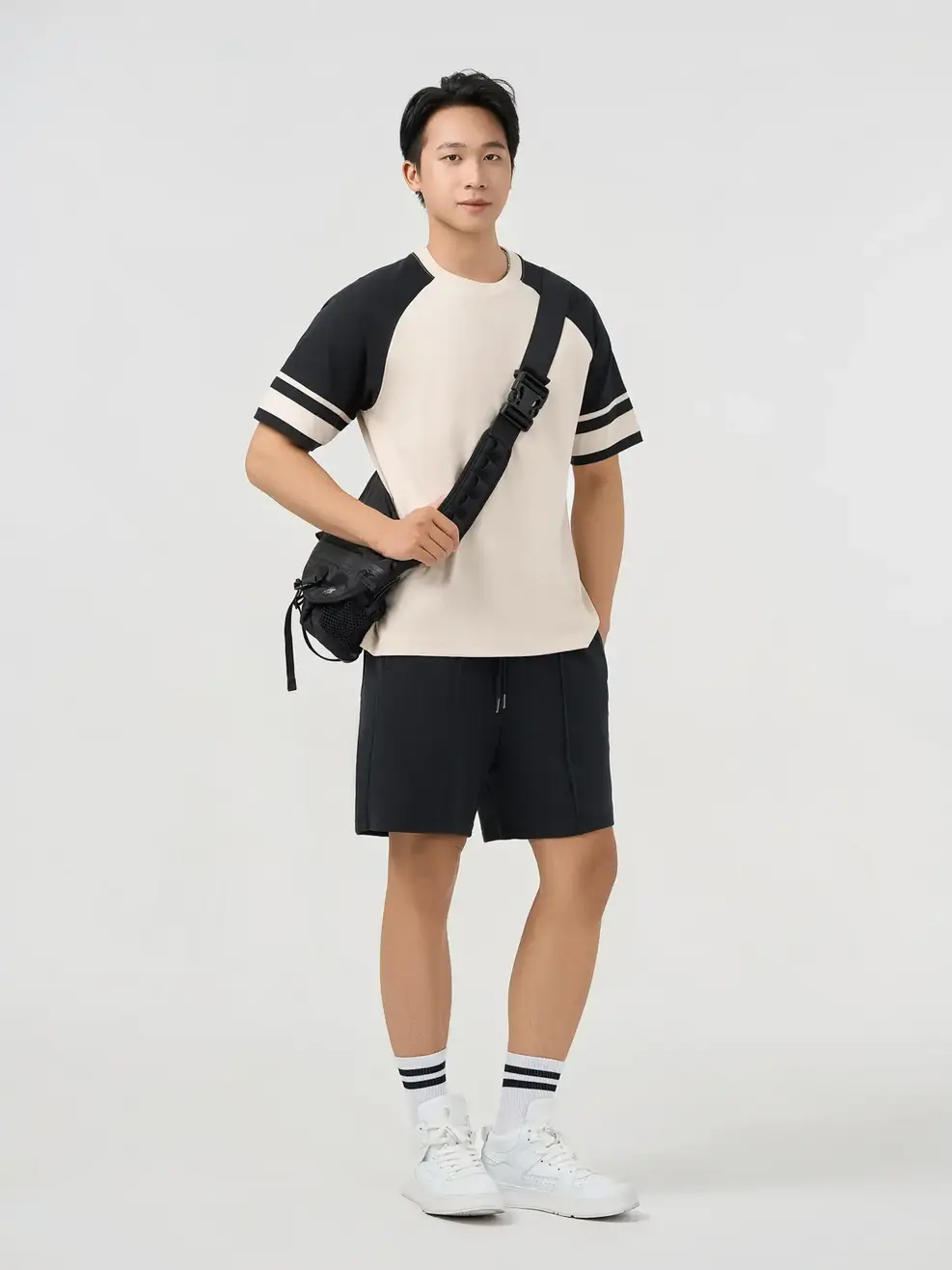 Áo Phông Tay Raglan Can Phối - Be 006 - M