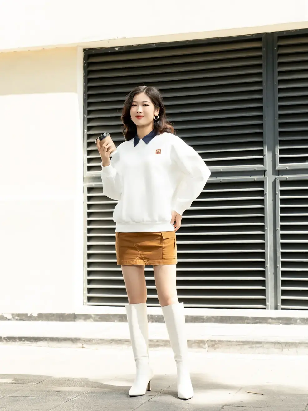 Áo thu đông nữ smile - Trắng - S