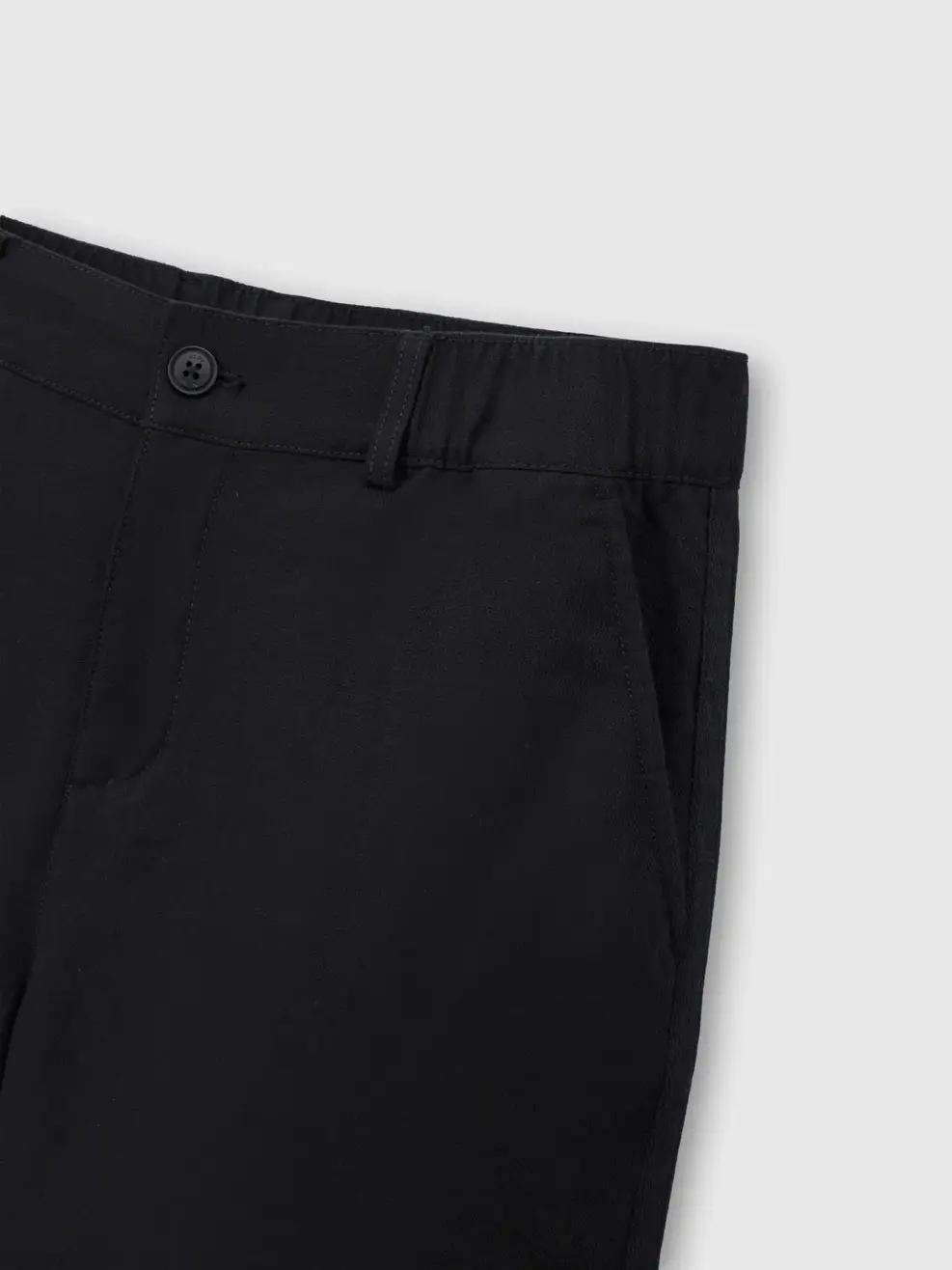 Quần Shorts Nam Đũi Cạp Chun Phối Dây Dệt Sườn - ĐEN 002 - 29