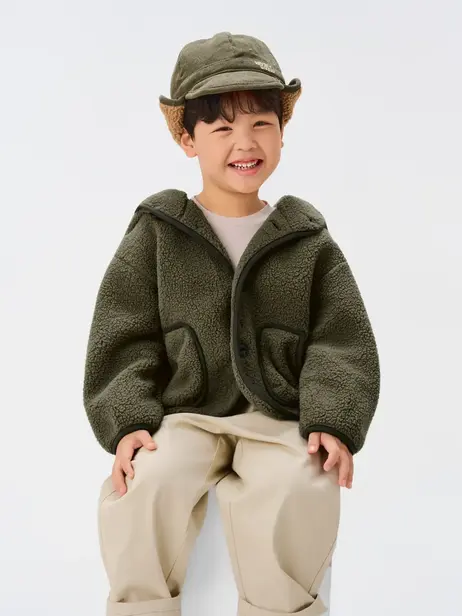 Áo Khoác Trẻ Em Lông Cừu Có Mũ Siêu Mềm Mịn Giữ Ấm Sâu