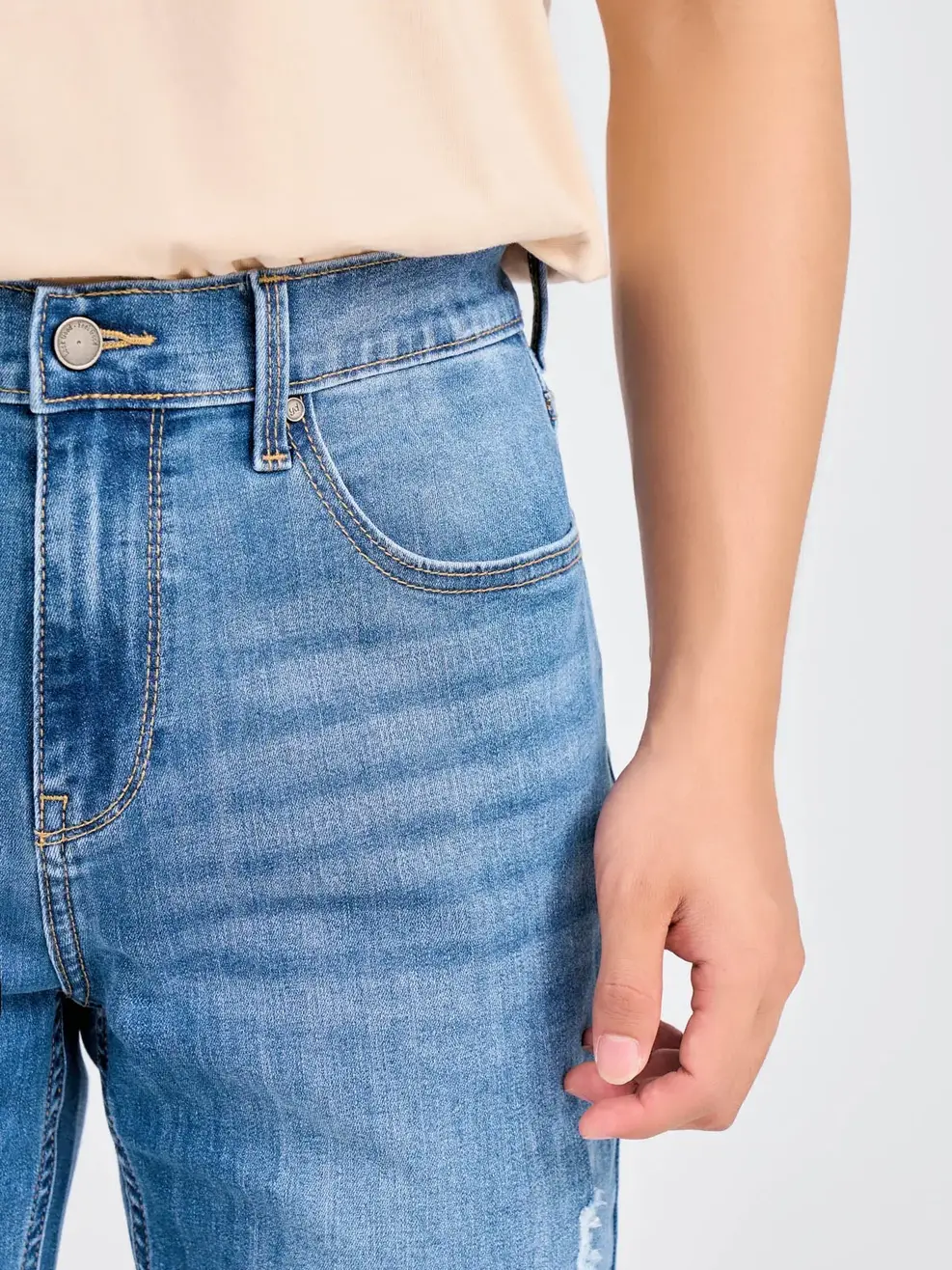 Quần Jeans Nam Regular Coolmax Mài Xước - Xanh nhạt - 28