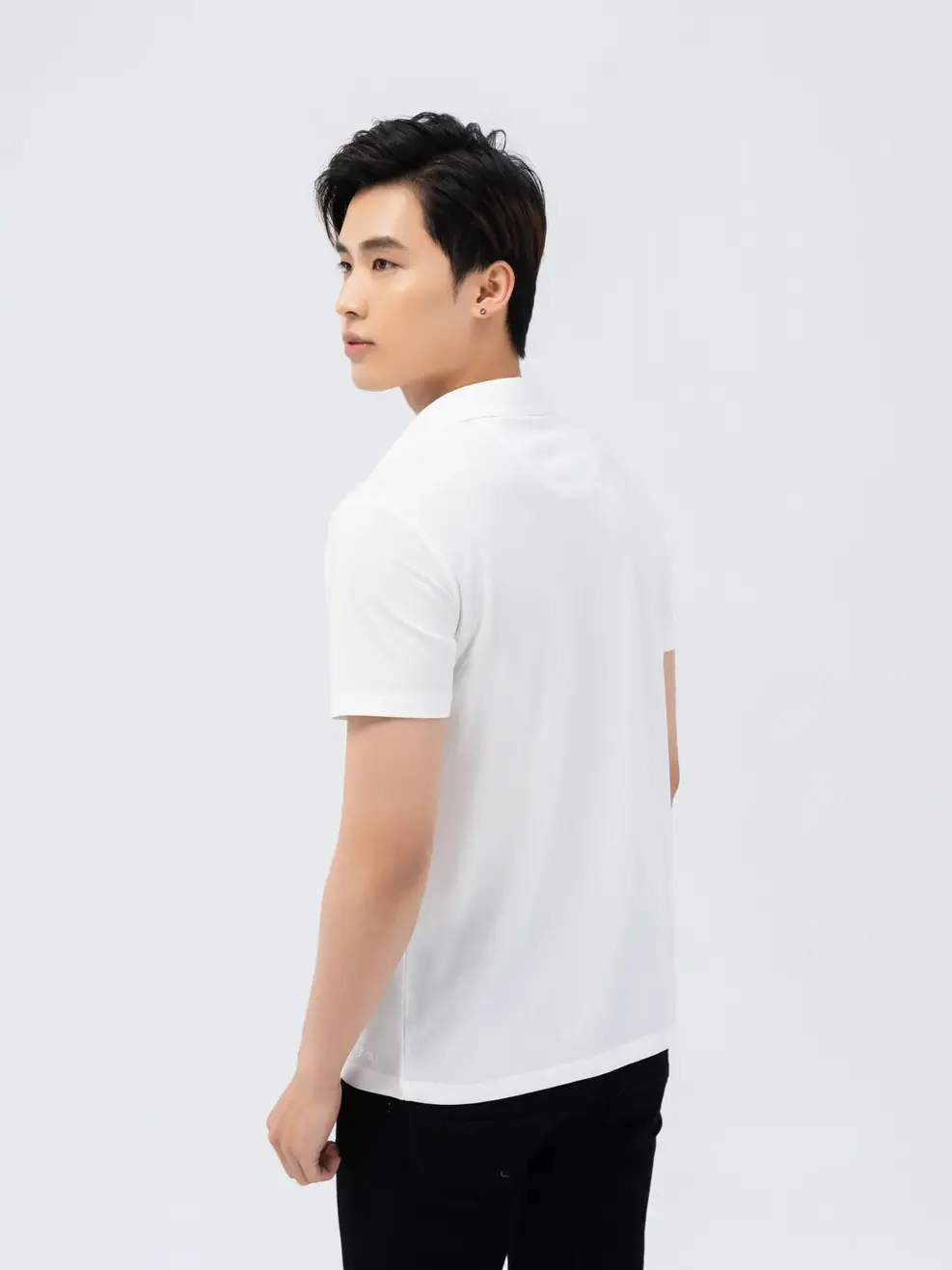 Polo nam phối nẹp 01 - Trắng - M