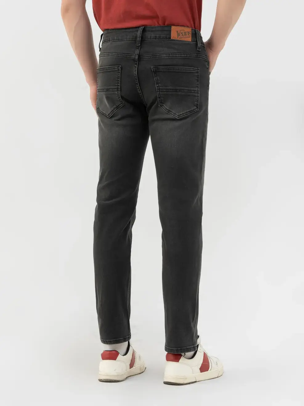 Quần Jean Nam Slimfit Rayon Dây Dệt Túi Đồng Hồ - Đen - 28