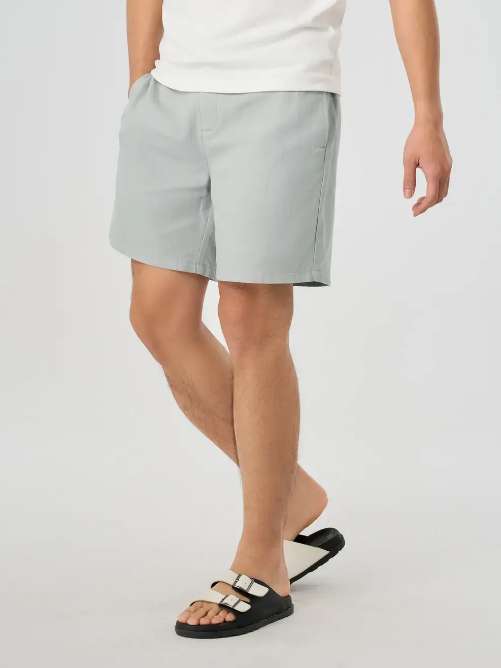 Quần Shorts Đũi Cạp Chun Cúc - Xám 039 - 29