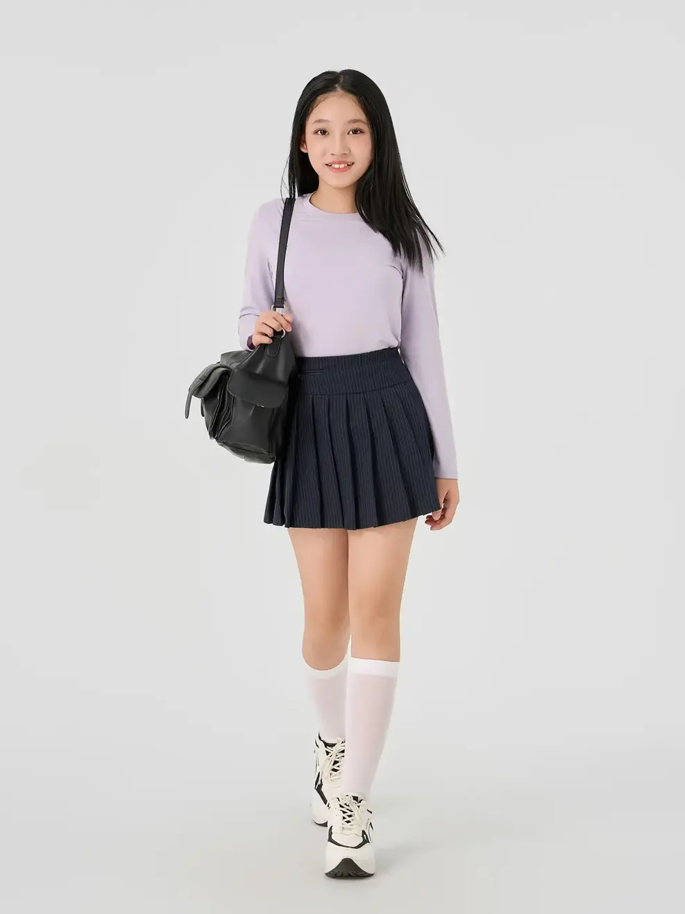 Áo CozyFit trẻ em giữ nhiệt cổ tròn- Tím 057 - 164