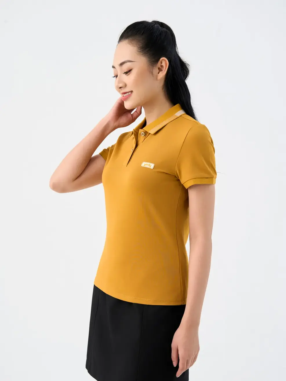 Áo Polo Nữ Mắt Chim Phối Bo - Vàng - 2XL