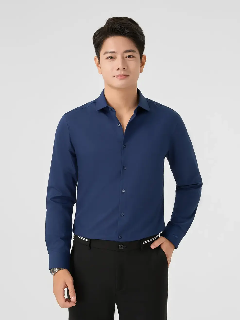 Áo Sơ-mi Nam Dài Tay Sợi Tre Quốc Dân - Tím than 103 - M