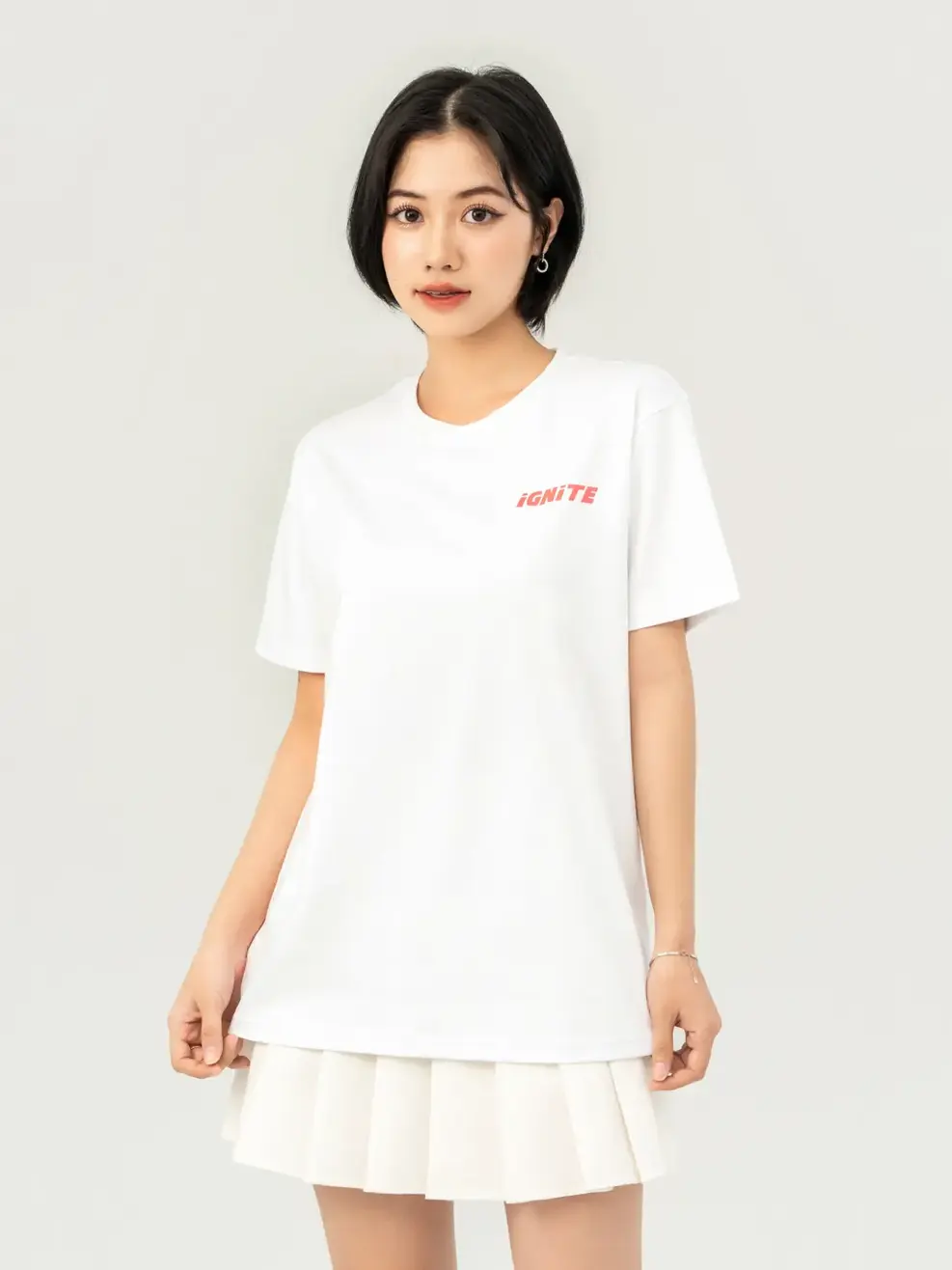 T-shirt Nữ Dáng Rộng In Ignite Bột Ngô - Trắng 1 - S