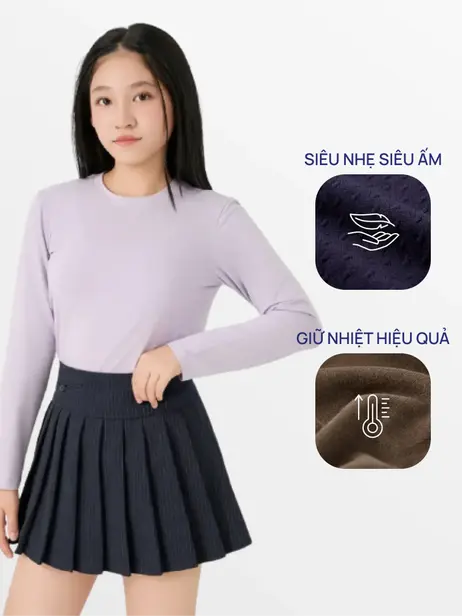 Áo Phông Dài Tay Trẻ Em Giữ Nhiệt Cổ Tròn