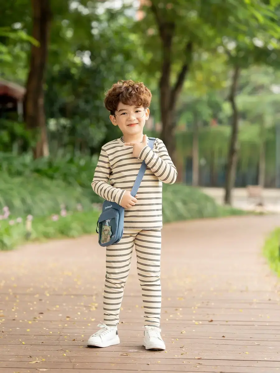 Bộ đồ trẻ em kẻ dáng ôm - Be 2 - 8