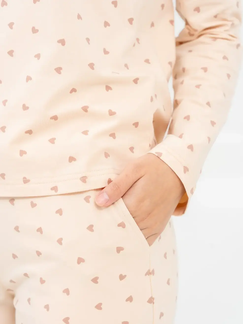 Bộ Đông Nữ Dáng Suông In Tràn - Be Nhạt - S