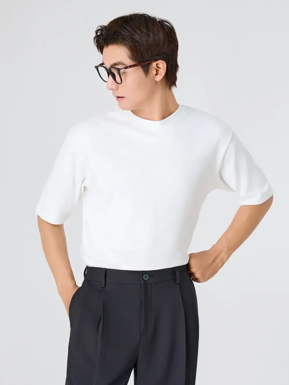 Áo Phông Tay Lỡ - Trắng 001 - M