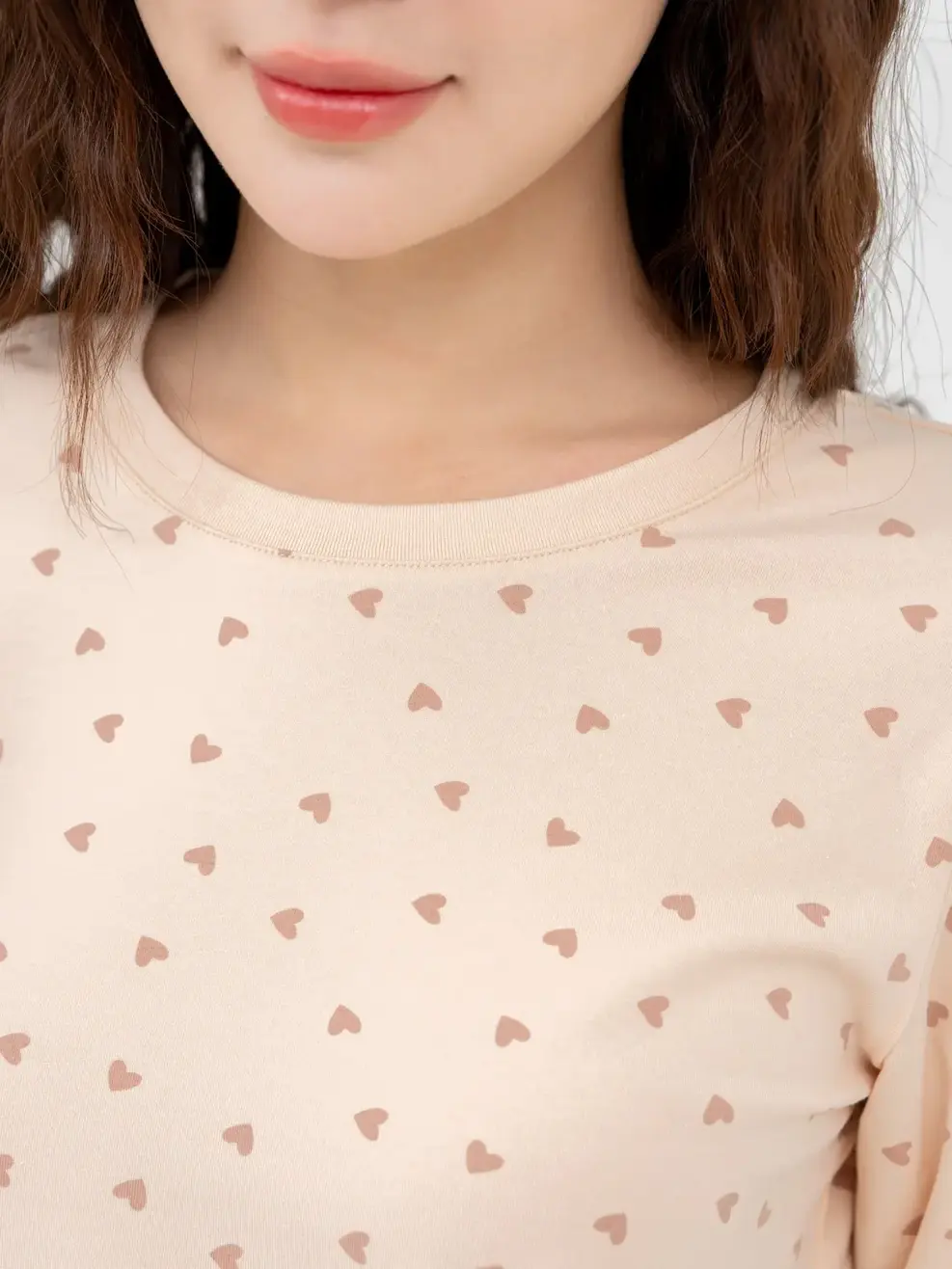 Bộ Đông Nữ Dáng Suông In Tràn - Be Nhạt - S