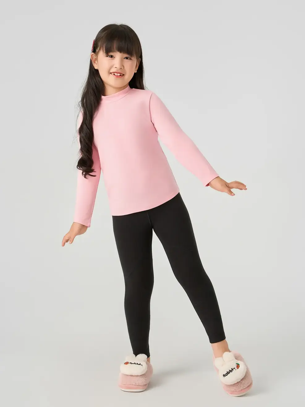 Áo CozyFit kid giữ nhiệt cổ cao-Hồng 125 - 104