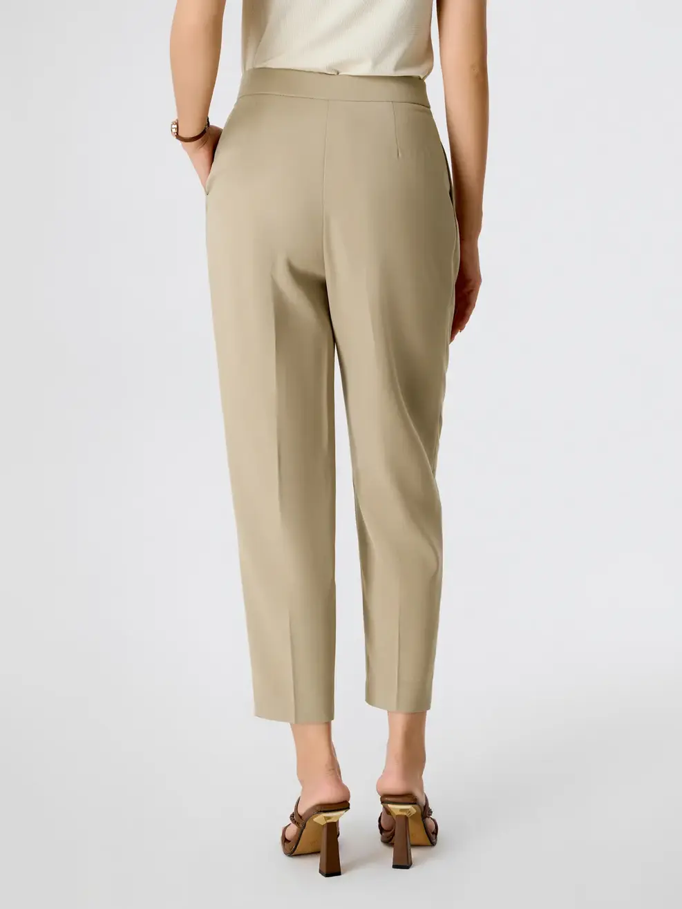 Quần Âu Nữ Baggy Trang Trí Đai Cạp - BE VÀNG 02 - S