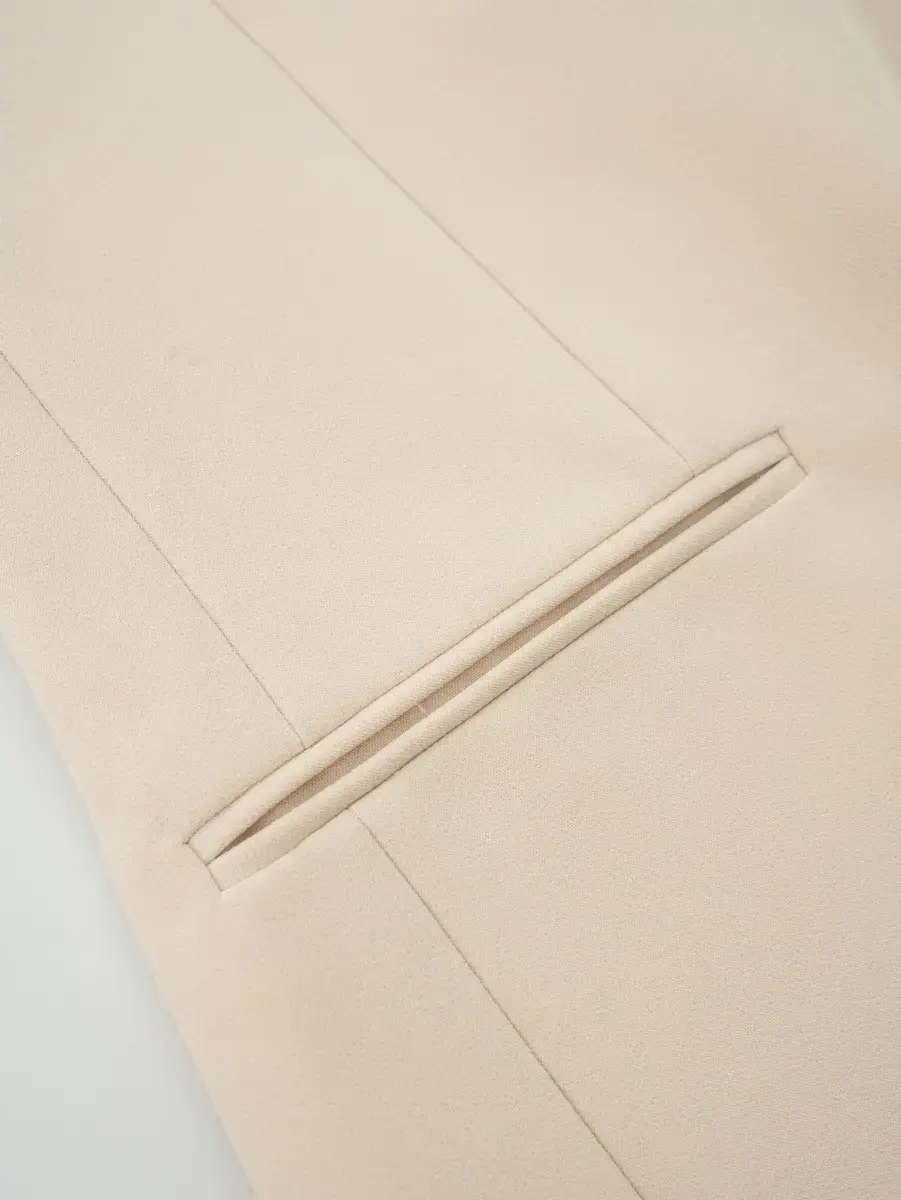 Vest Nữ Dáng Blazer Túi Cơi - Be - S