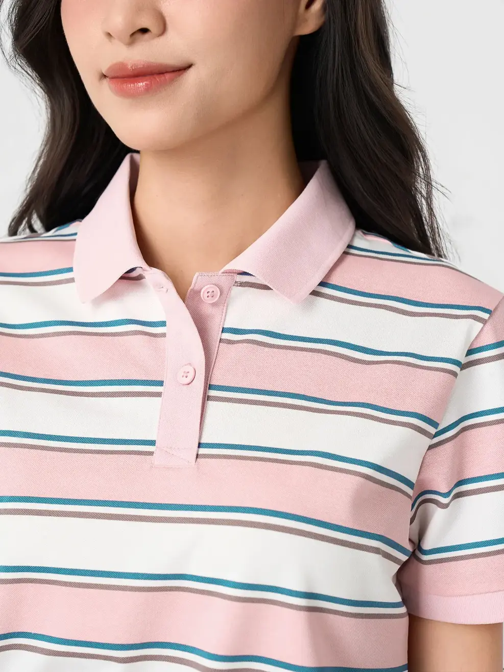 Áo Polo Nữ Phom Regular Kẻ Ngang - Kẻ Hồng 143 - S