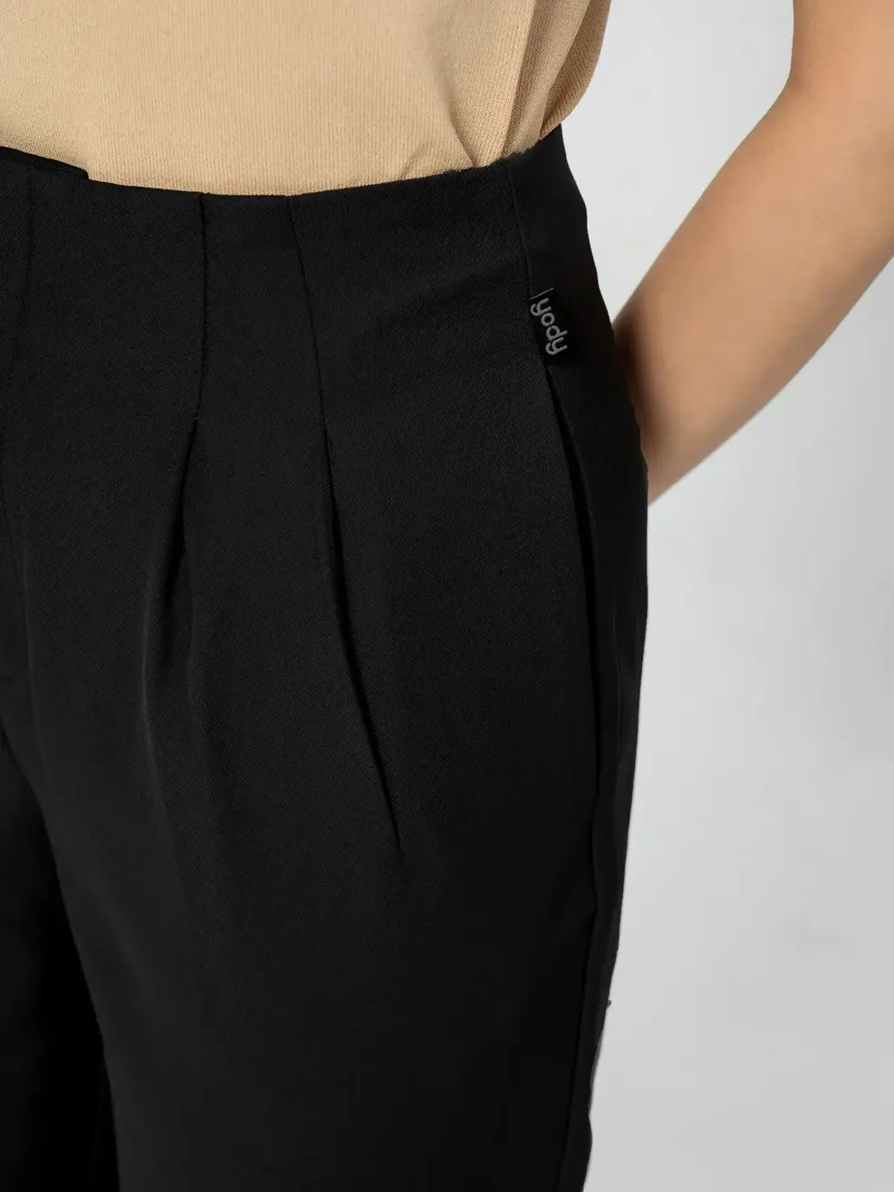 Quần Tây Nữ Baggy Cạp Cao Thailand - Đen - S