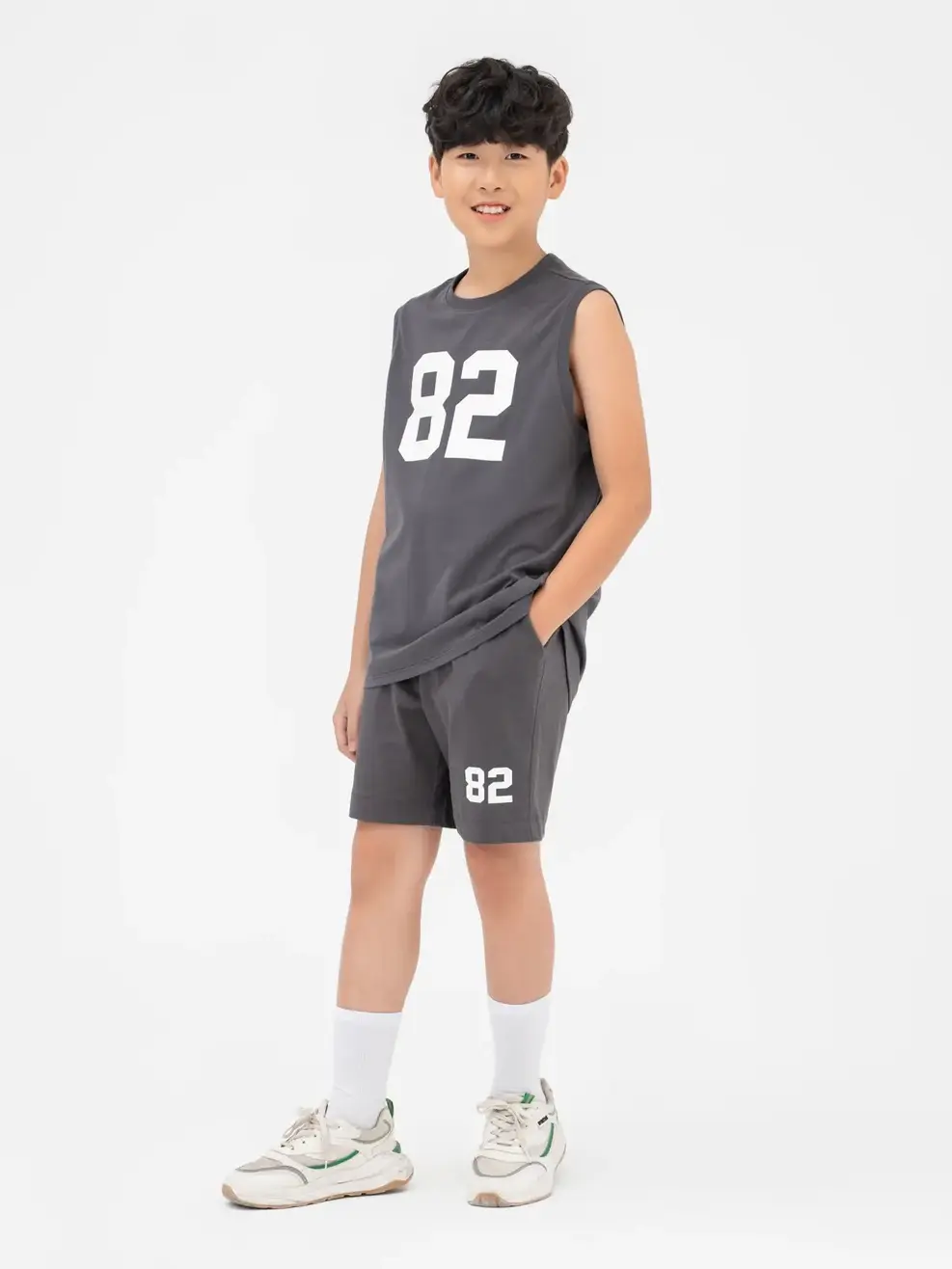 Đồ Bộ Kid Lớn Ba Lỗ In 82 - Ghi Đậm - 12