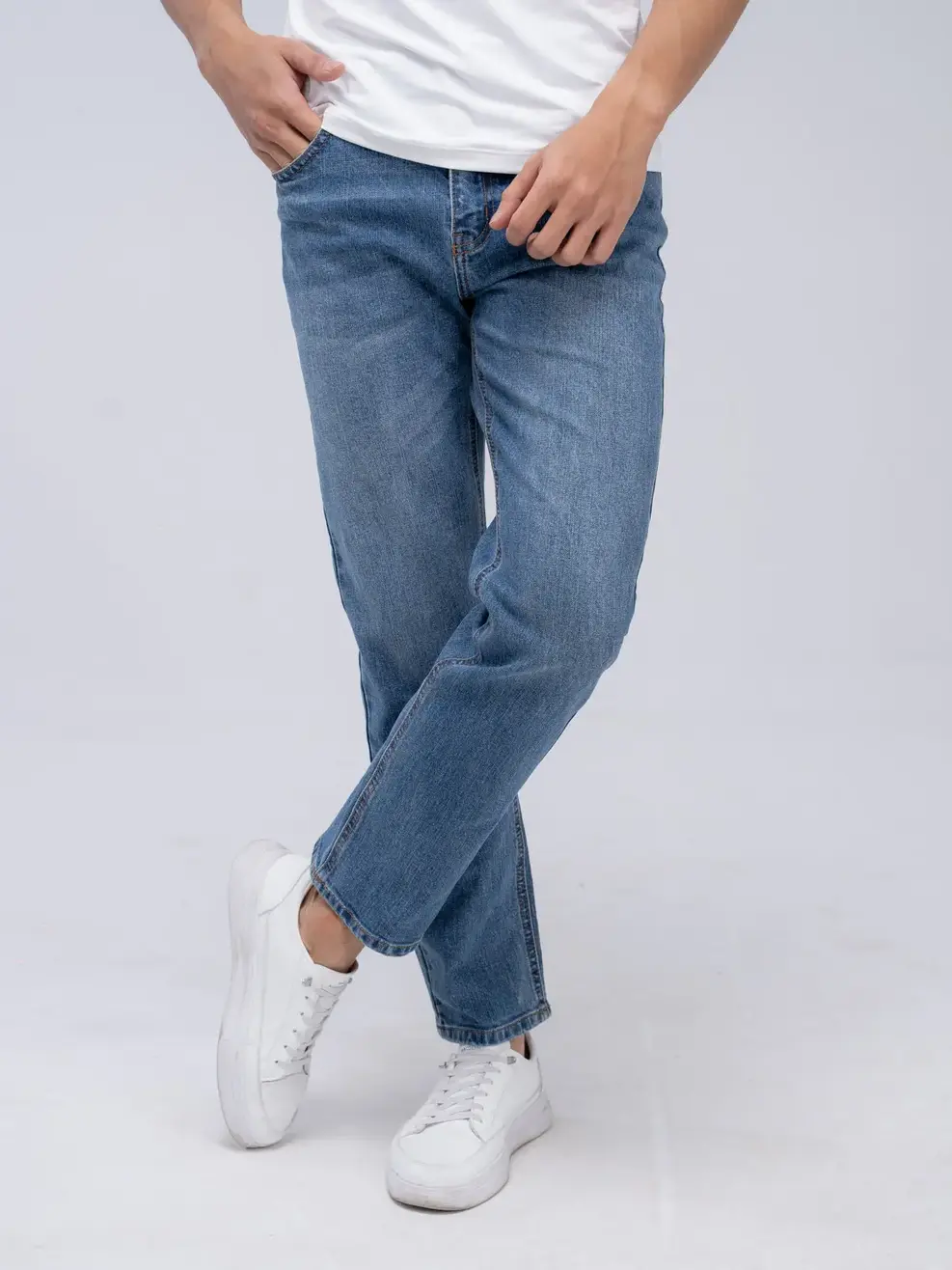 Quần Jean nam Cotton USA Phom Regular - Xanh nhạt - 33