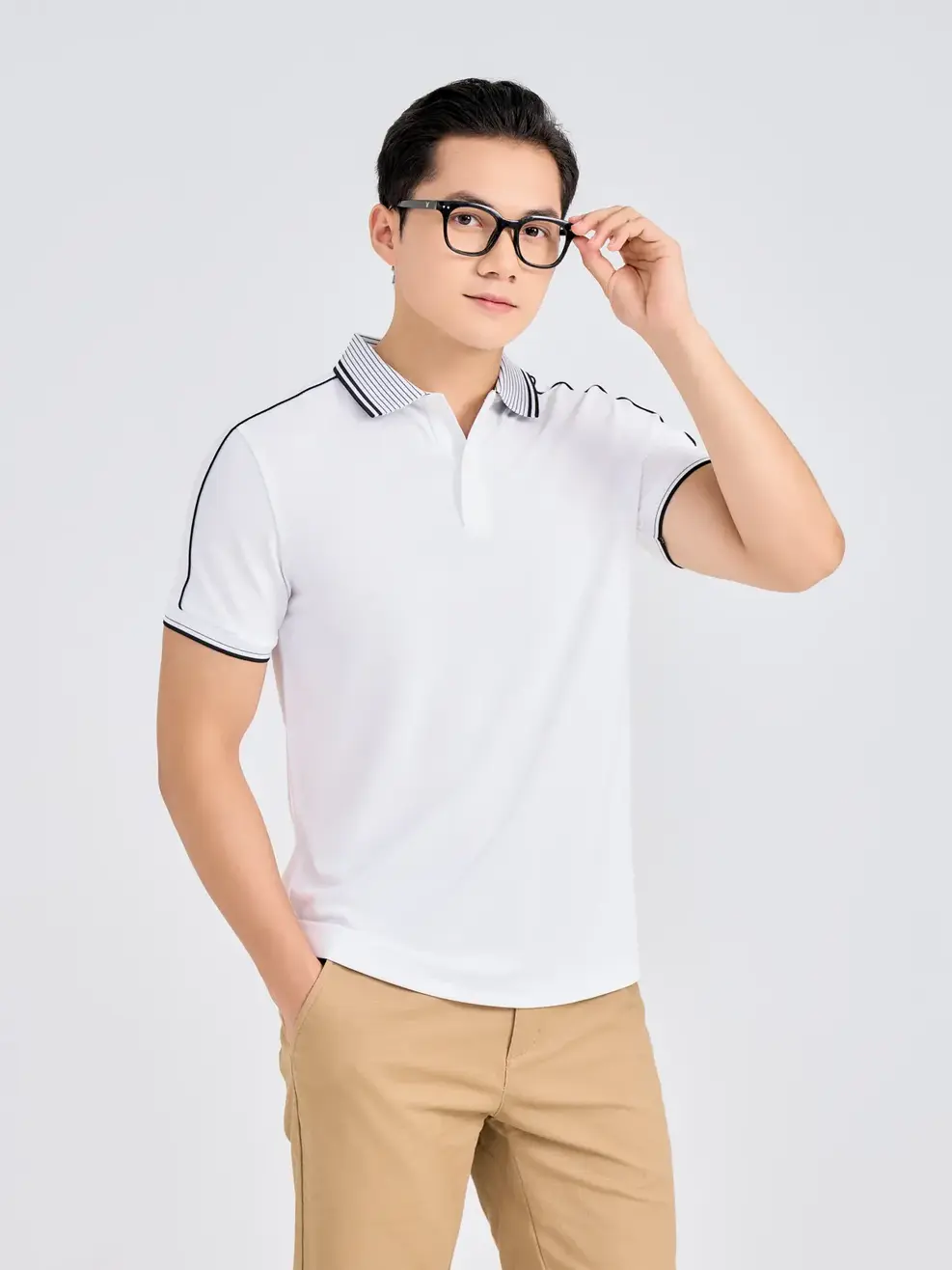 Áo Polo Nam Bo Cổ Kẻ ( Apm7219) - trắng 026 - M