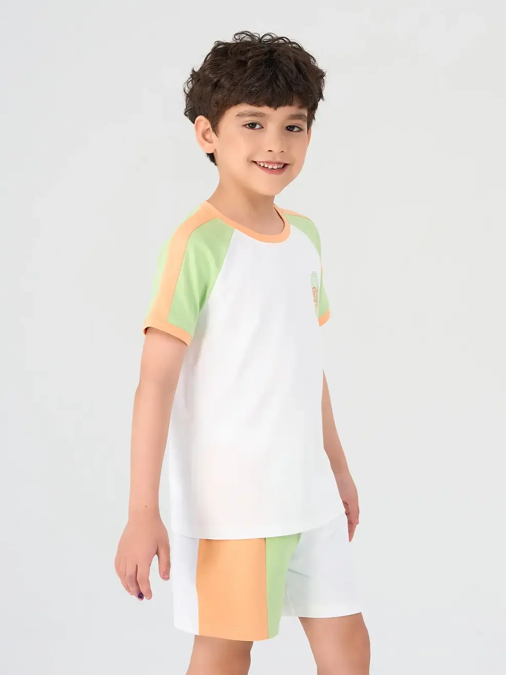 Bộ Đồ Trẻ Em Tay Raglan Phối Màu - Trắng cam - 2-3