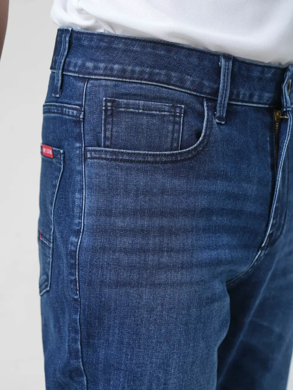 Quần Jeans Nam Slim Coolmax Mác Dệt Túi Sau - Xanh đậm - 28