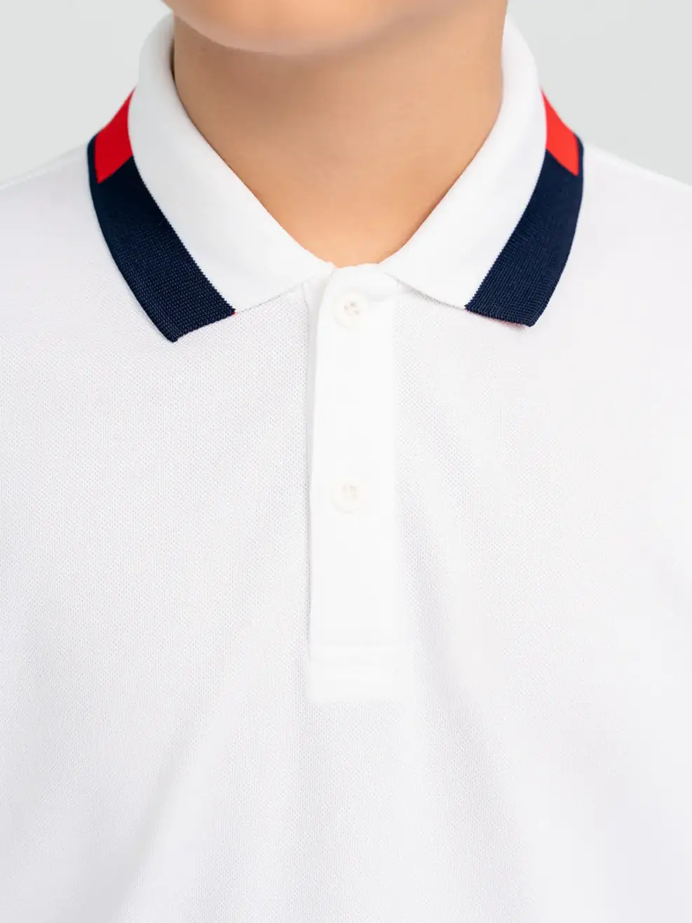 Polo Kid Cafe Dệt Tổ Ong Phối Bo - Trắng - 8