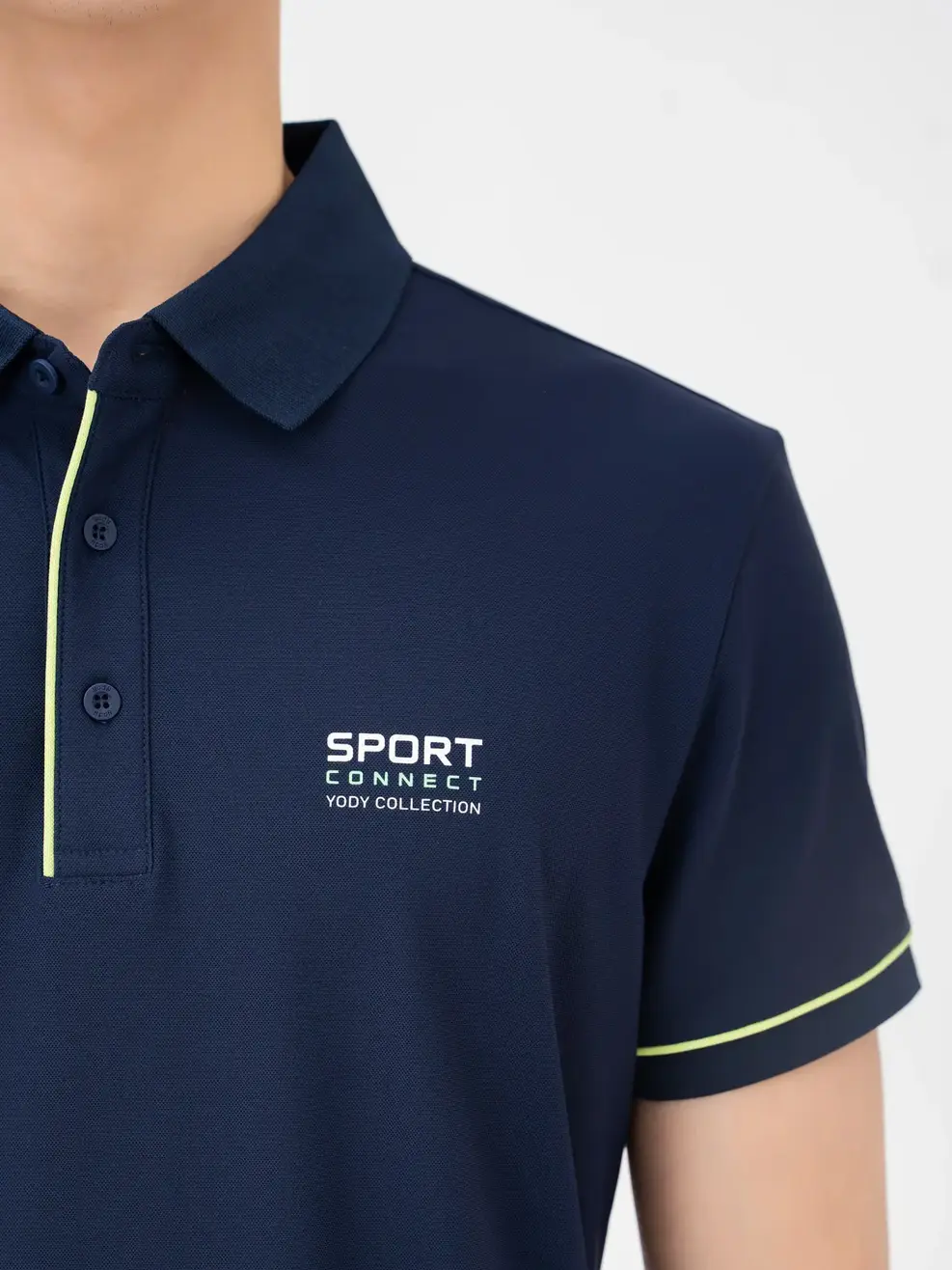 Polo Thể Thao Nam Airycool In Ngực Phối Màu - Navy - M