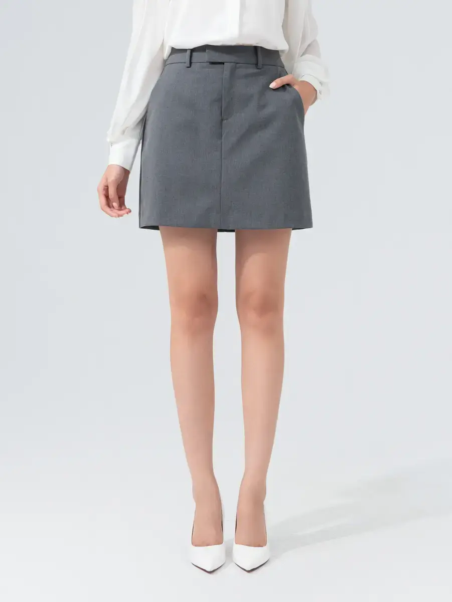 Chân Váy Nữ Dáng A Moi Mở - Ghi Đậm - S