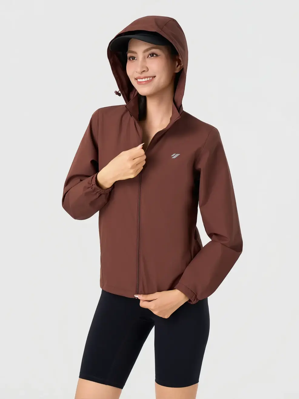 Áo Khoác Gió nữ cơ bản phối dây dệt - Nâu 157 - S