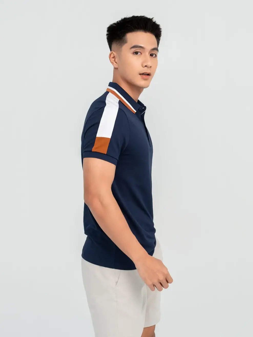 Polo Nam Cafe Phối Vai - Navy - M