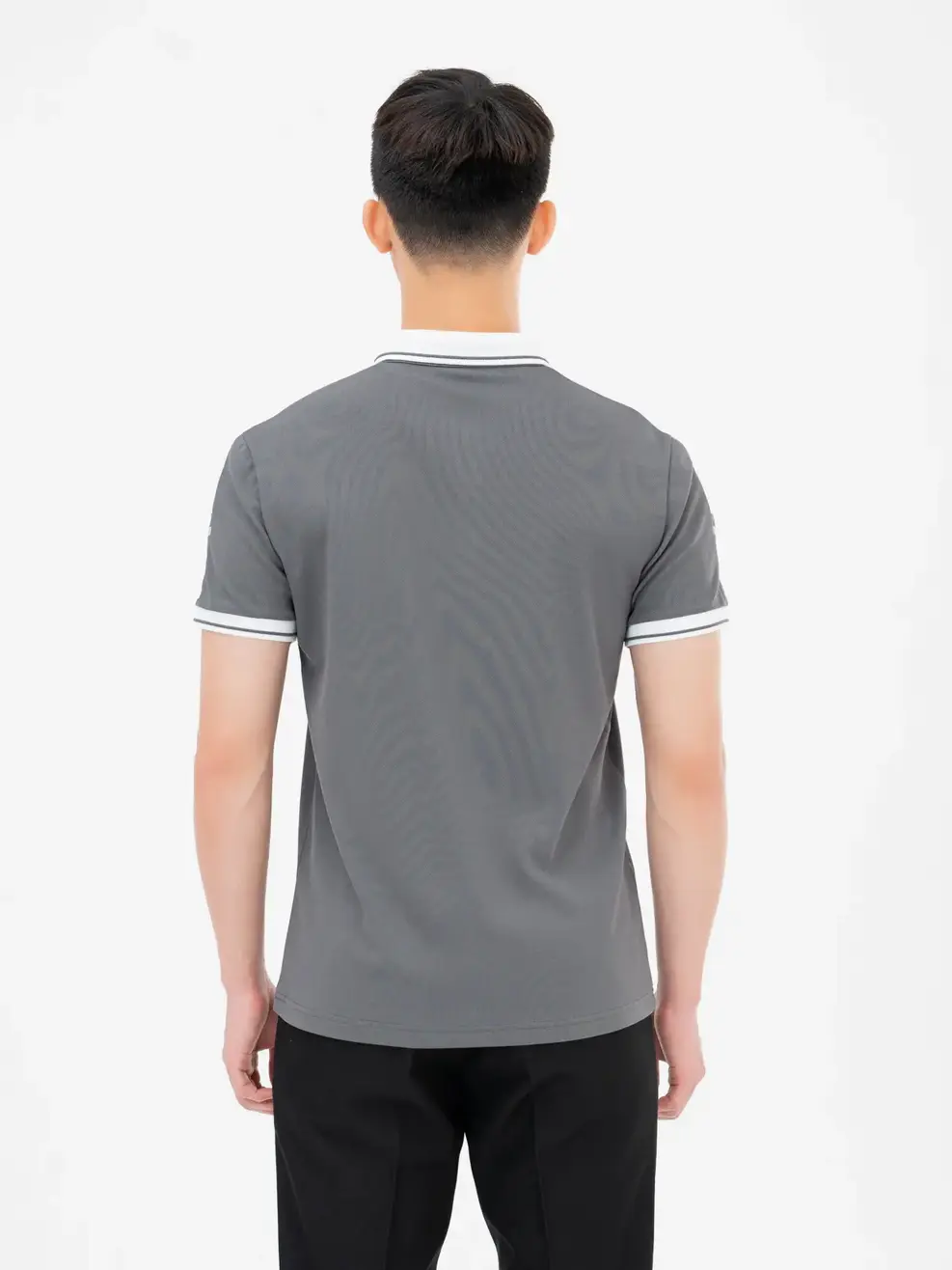 Áo Polo Cafe Dệt Tổ Ong Phối Tay-APM6095 - XÁM ĐẬM 101 - M