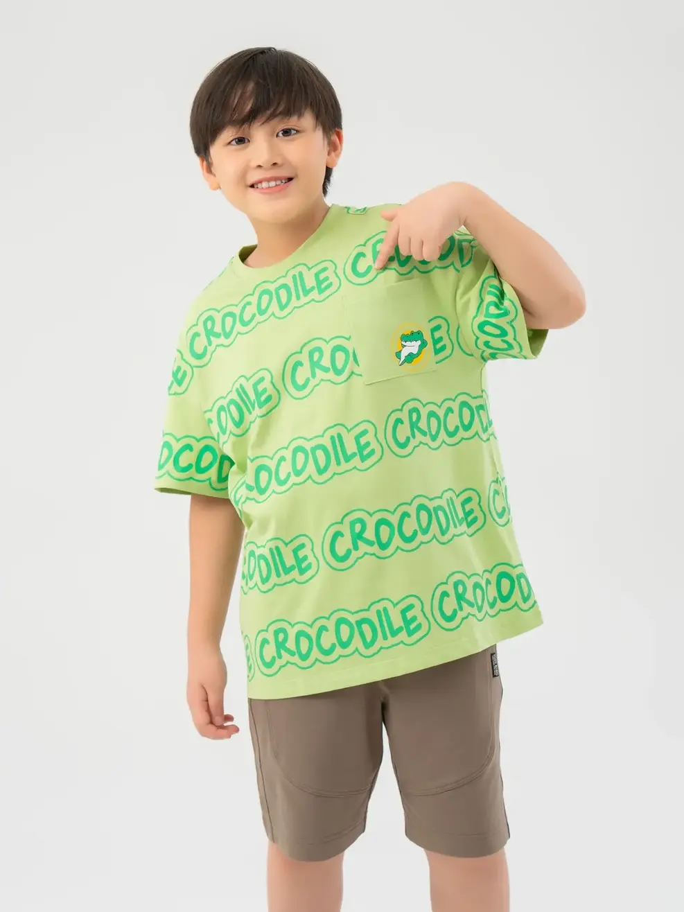 T-shirt Kid In Chữ Crocodile Cotton Usa - Xanh Lá - 8
