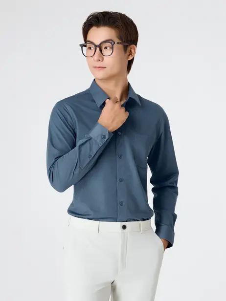 Áo Sơ-mi Nam Dài Tay Knit Túi Ngực