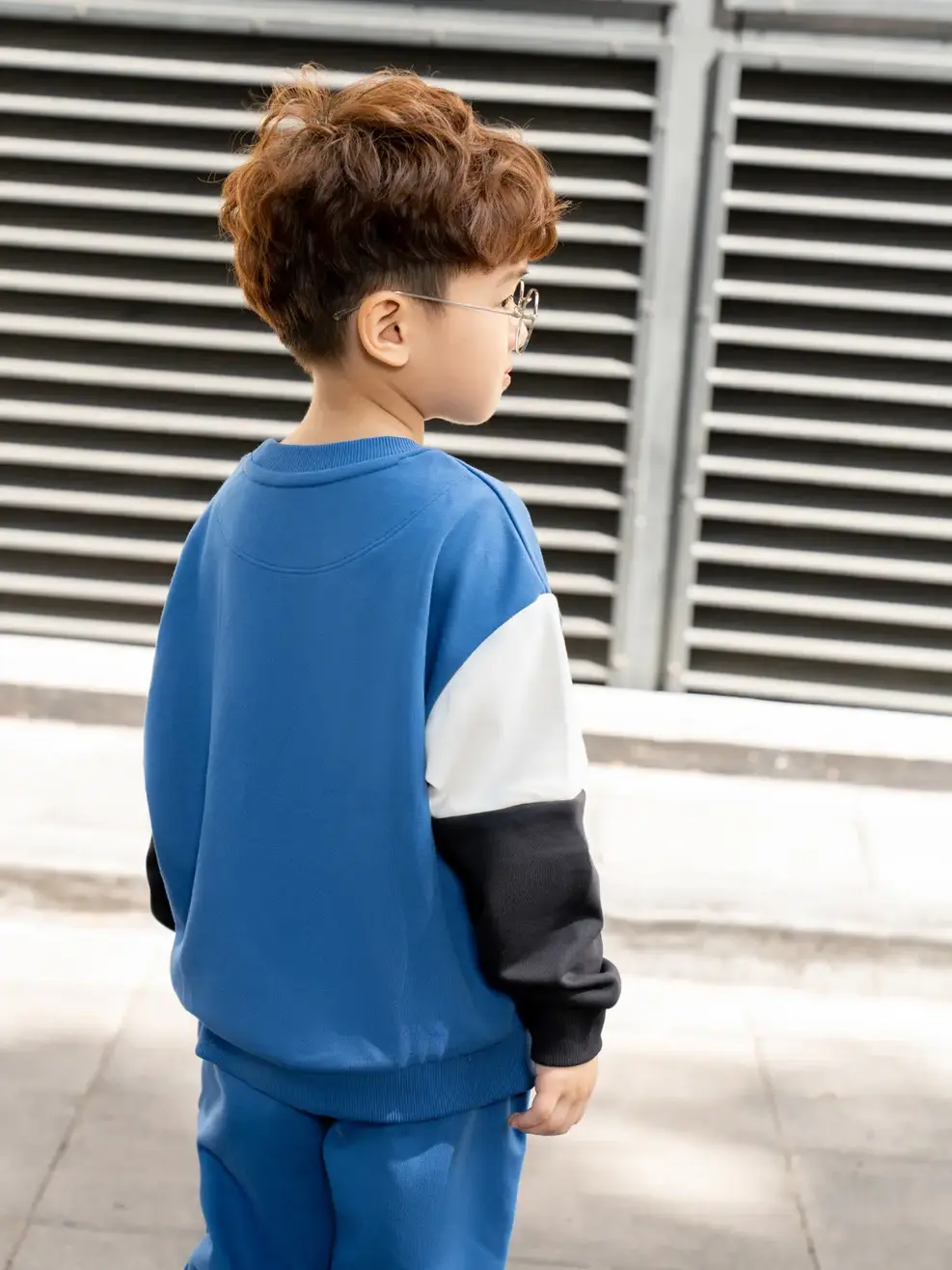 Bộ đồ kid nỉ phối in Dog Goods - Xanh dương - 2