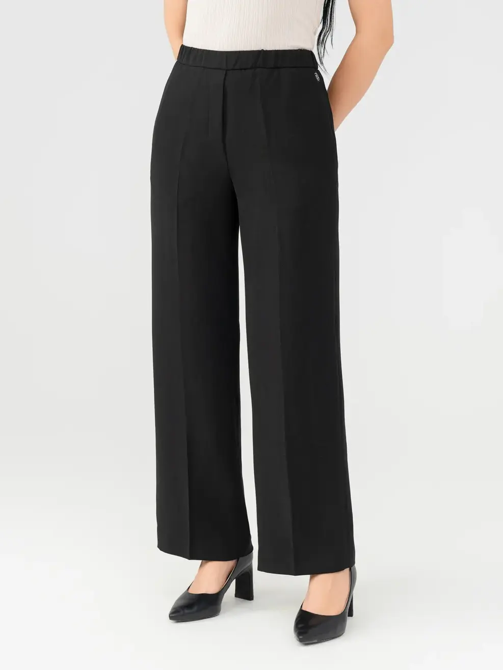 Quần Tây Nữ Suông Chun Luồn Lưng Sau - Đen - M