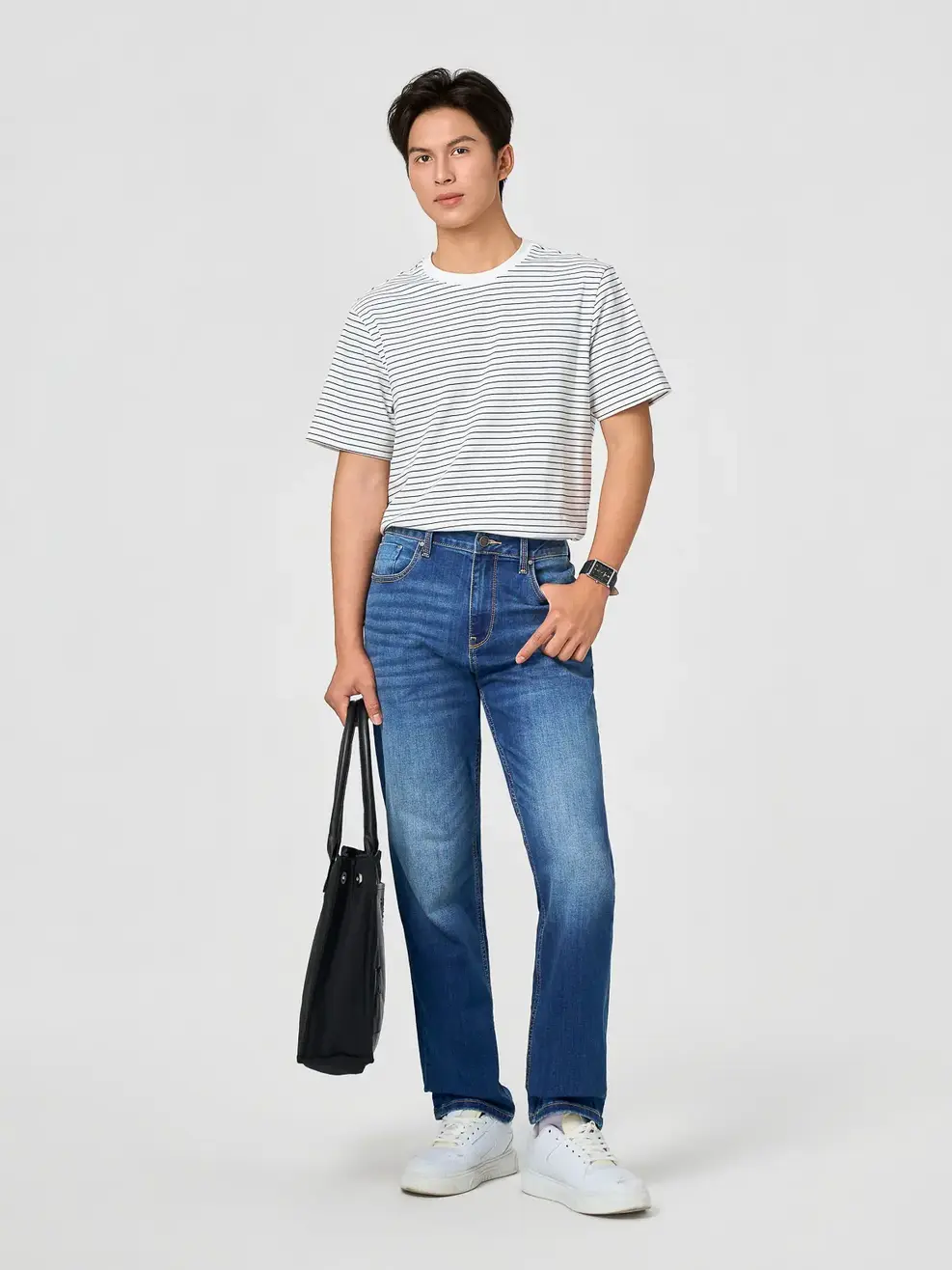 Quần Jeans Nam Regular Siêu Nhẹ Co Giãn - Màu chàm 002 - 28