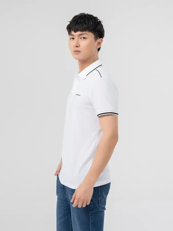 POLO THỂ THAO NAM PHỐI LÉ NỔI BẬT - Trắng - 3XL