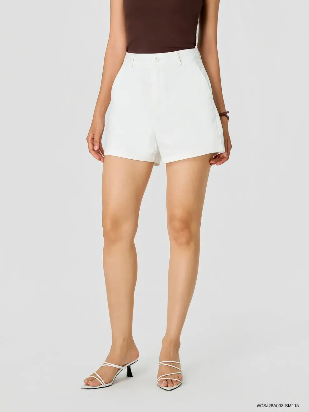 Quần Shorts Nữ Khaki Regular Stretch - Trắng 071