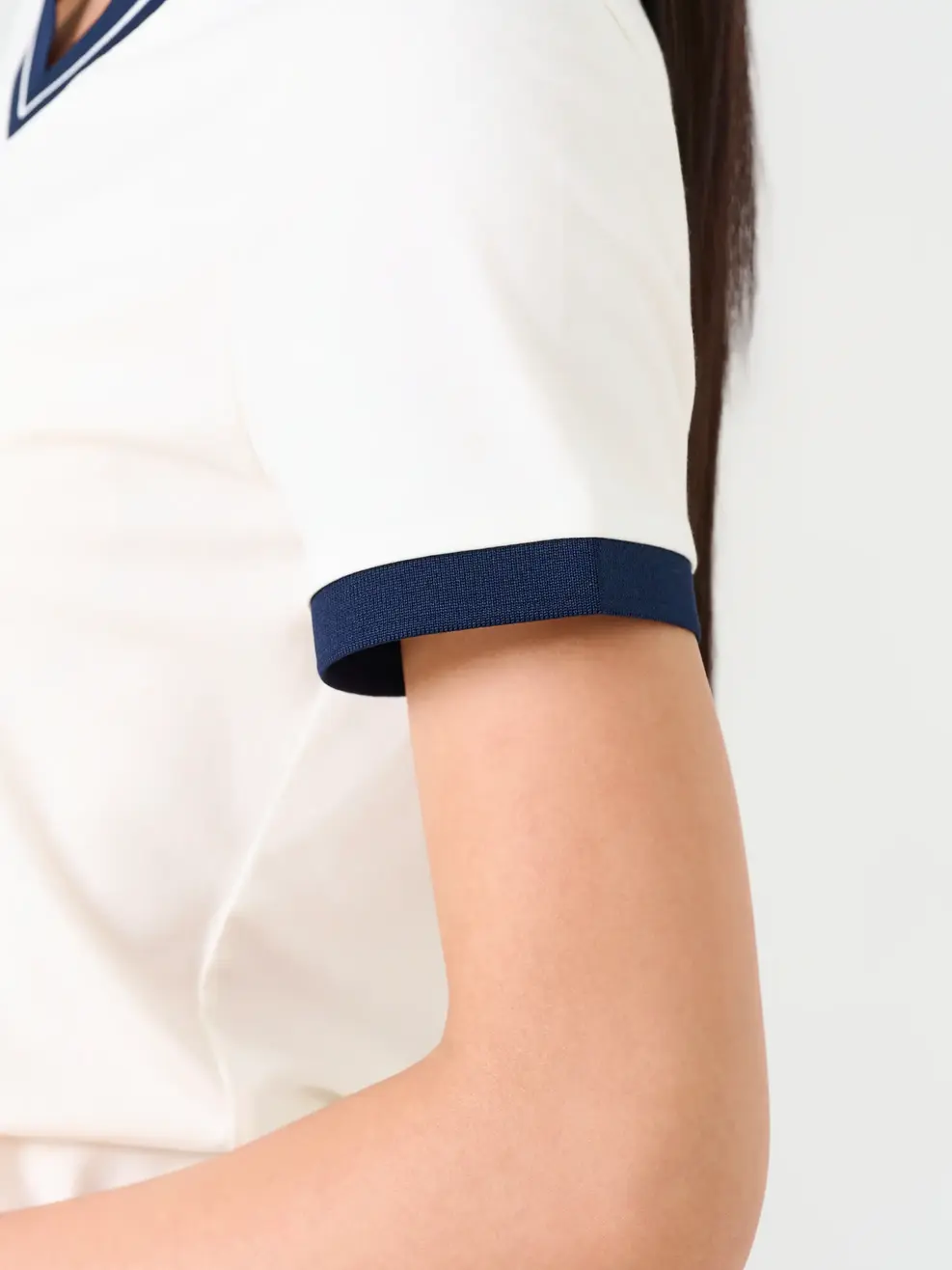 Áo Polo Nữ Slimfit Cổ V Phối Màu - Trắng 001 - S