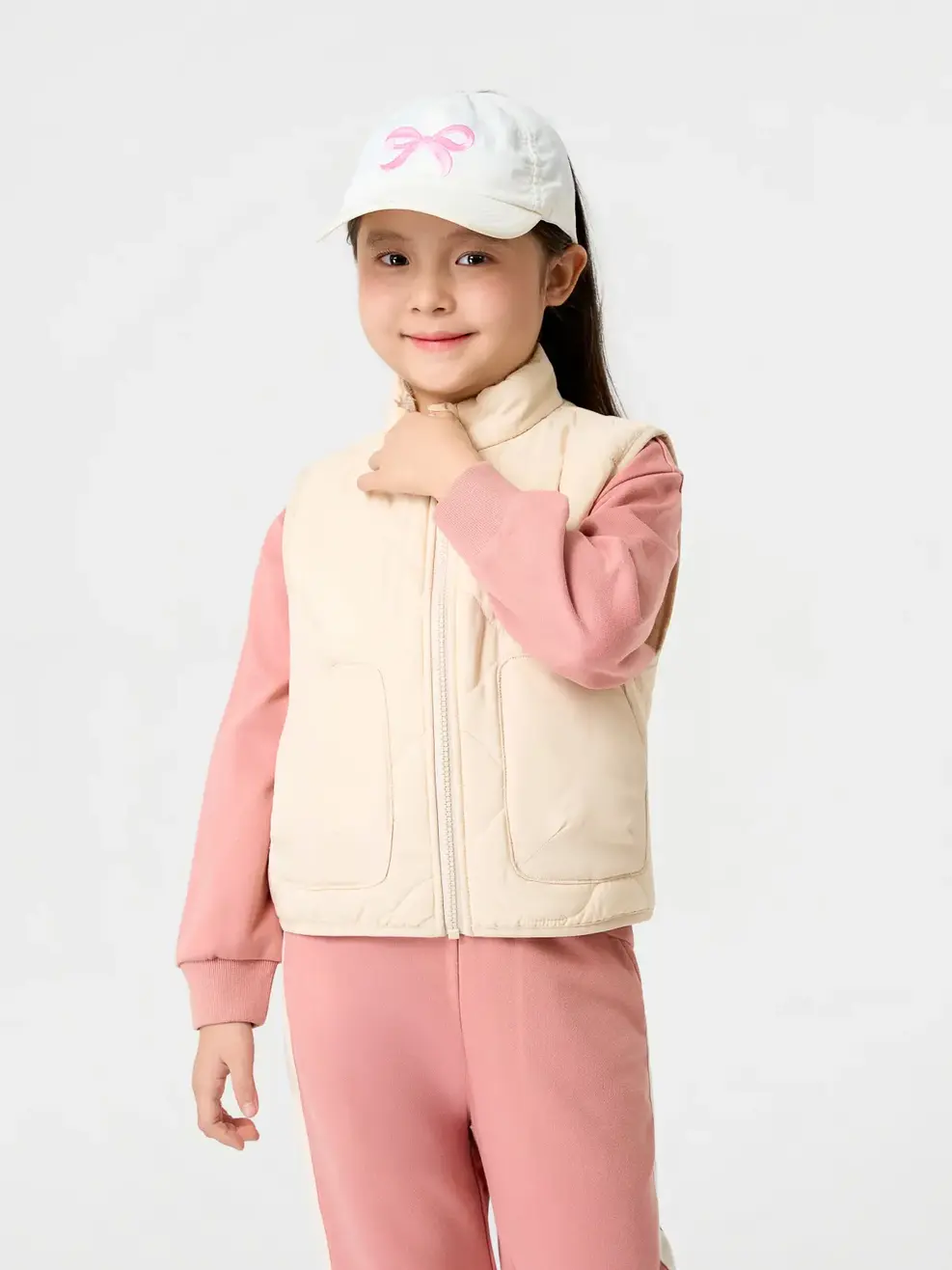 Áo Phao Gile Kid Cổ Dựng Chần Sóng Ngang - Be 170 - 110