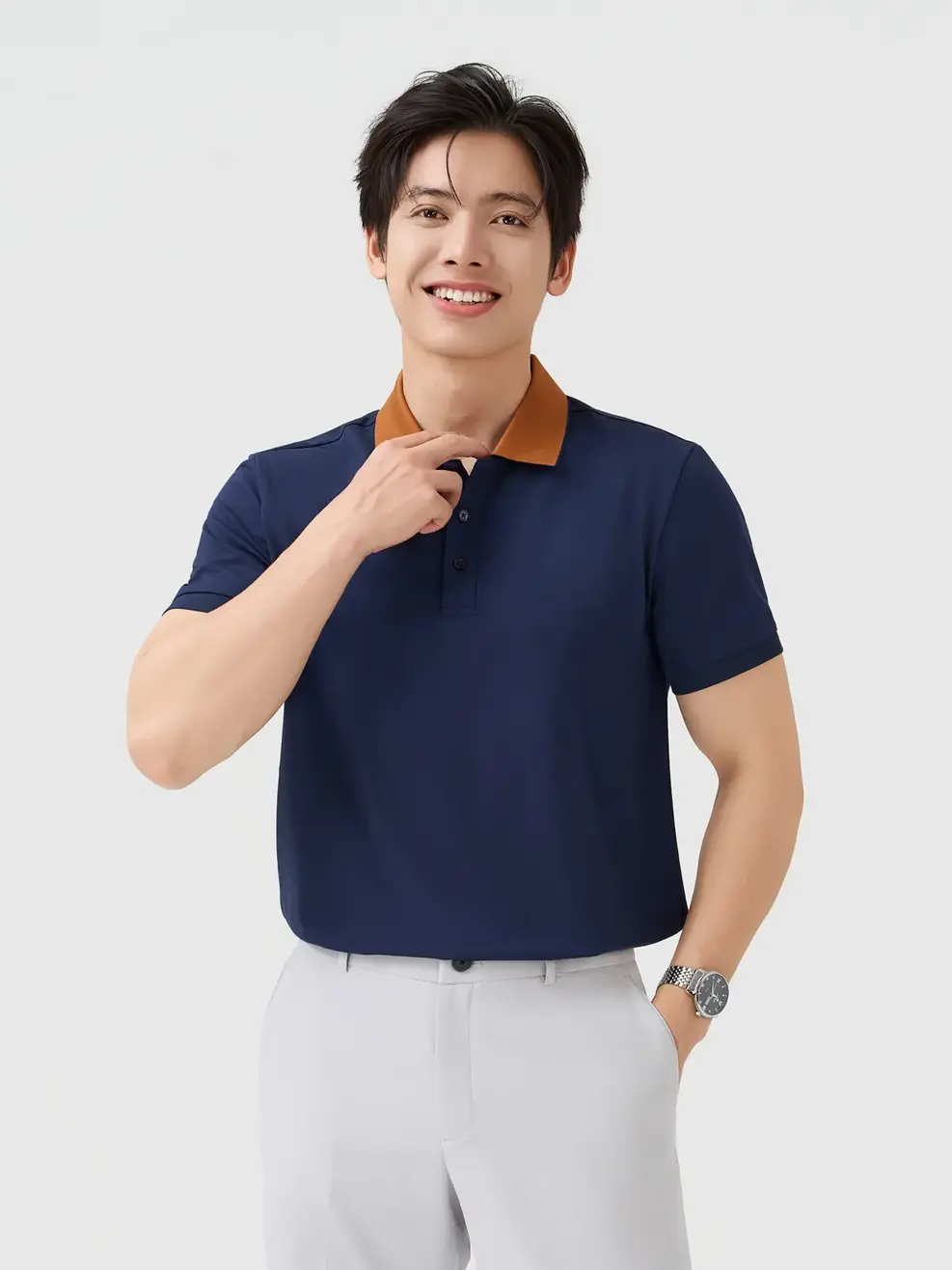 Áo Polo Nam Ngắn Tay Cổ Phối Bo - Navy 023 - XL