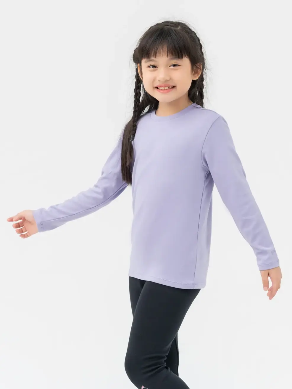 Áo Thun Dài Tay Kid Nhỏ Vải Rib Cổ Tròn - Tím - 2