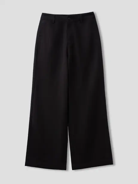 Quần Khaki Dáng Suông Cạp Cao Cơ Bản