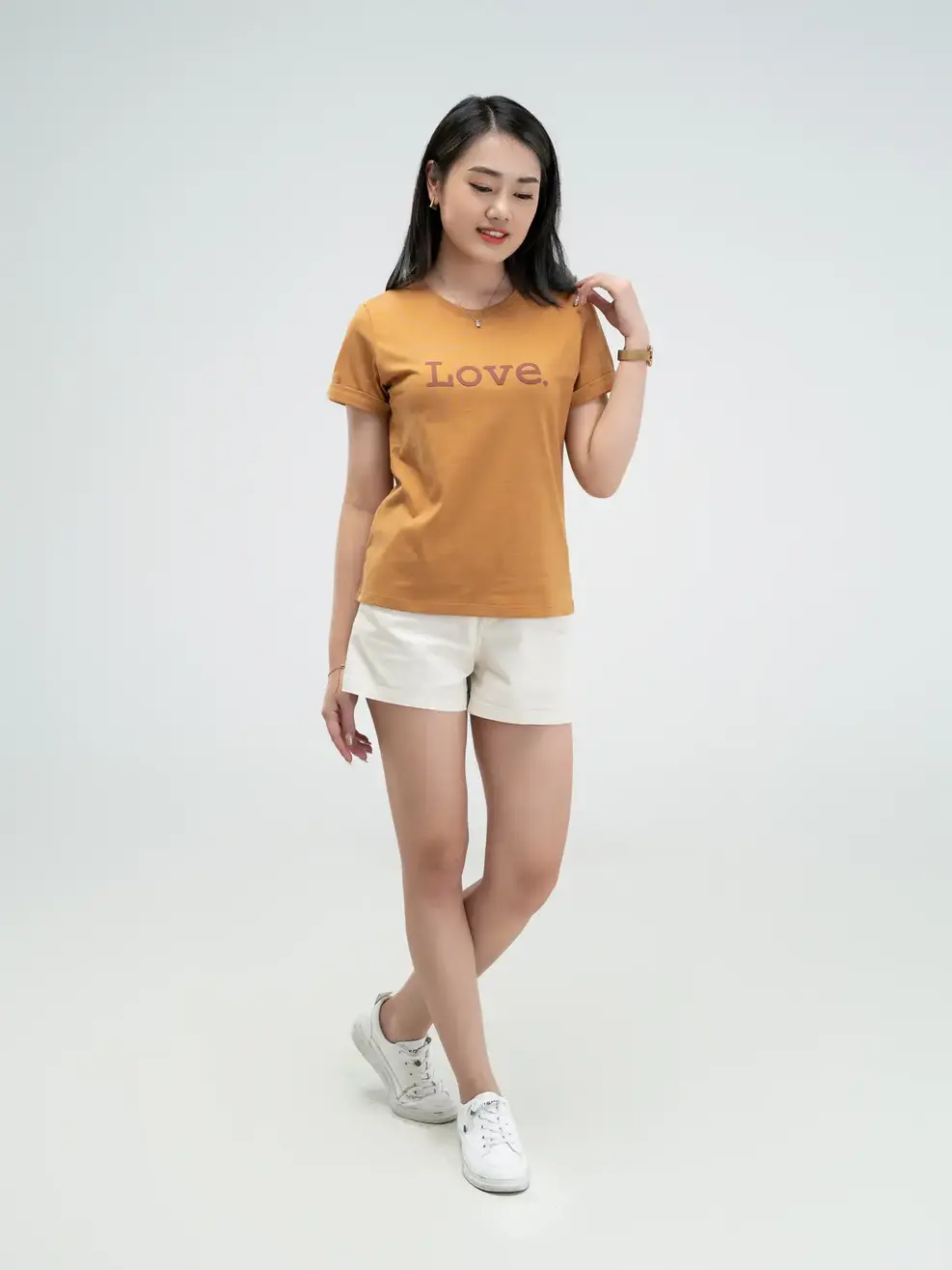 Áo thun nữ in LOVE - Nâu - S