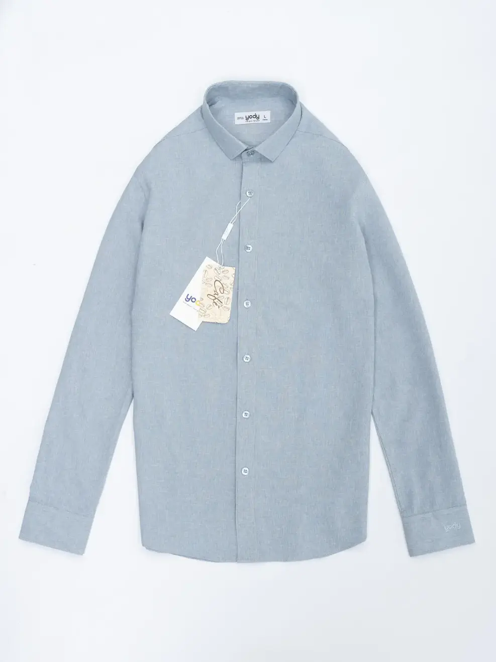 Sơ mi Café dài tay melange - Xanh ghi - 3XL